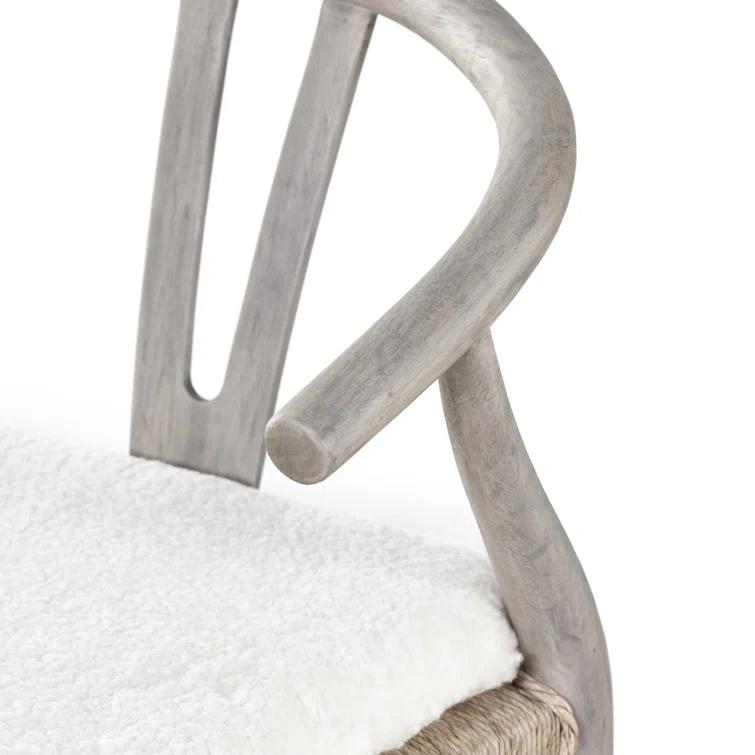 Ivory Natural Wood Wishbone Arm Chair