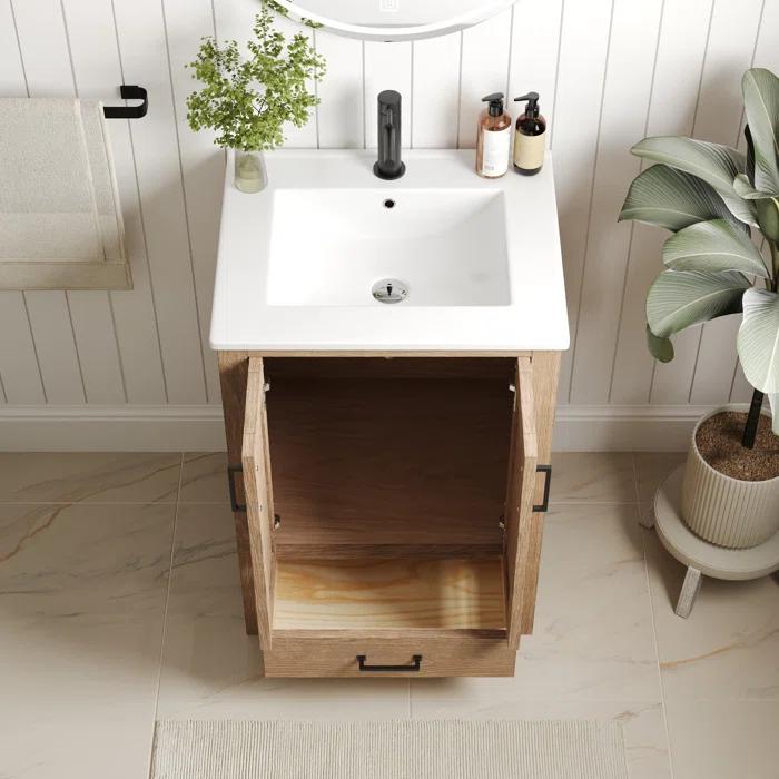 DeerValley Cove 24" Fully Assembled Single Bathroom Vanity with Ceramic Top, Soft-close Doors and Drawer