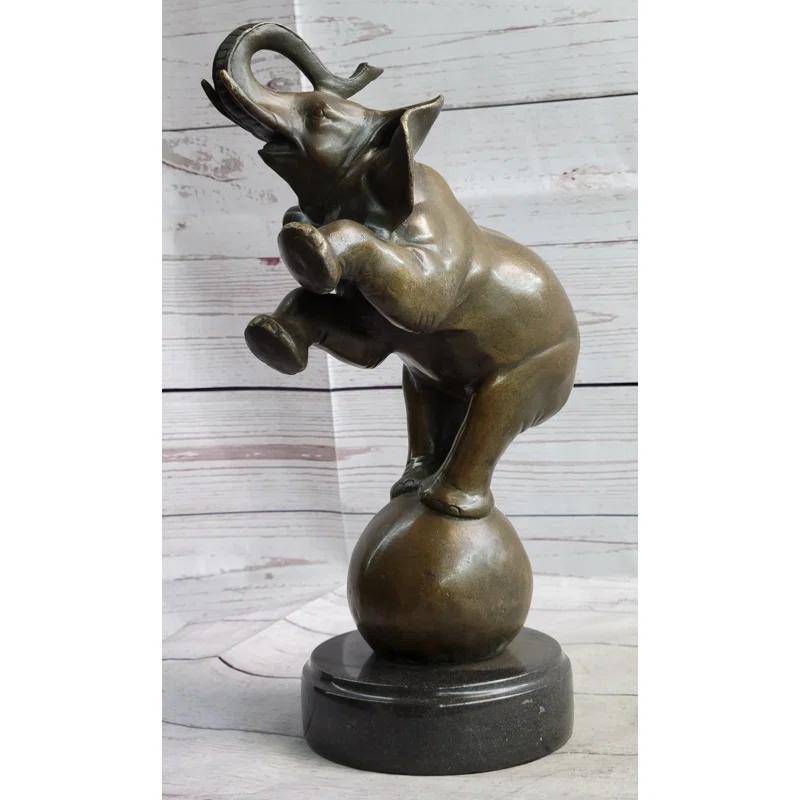 Bungalow Rose Arosh Bronze Sculpture Statue Figure Circus Elephant Balancing On Ball