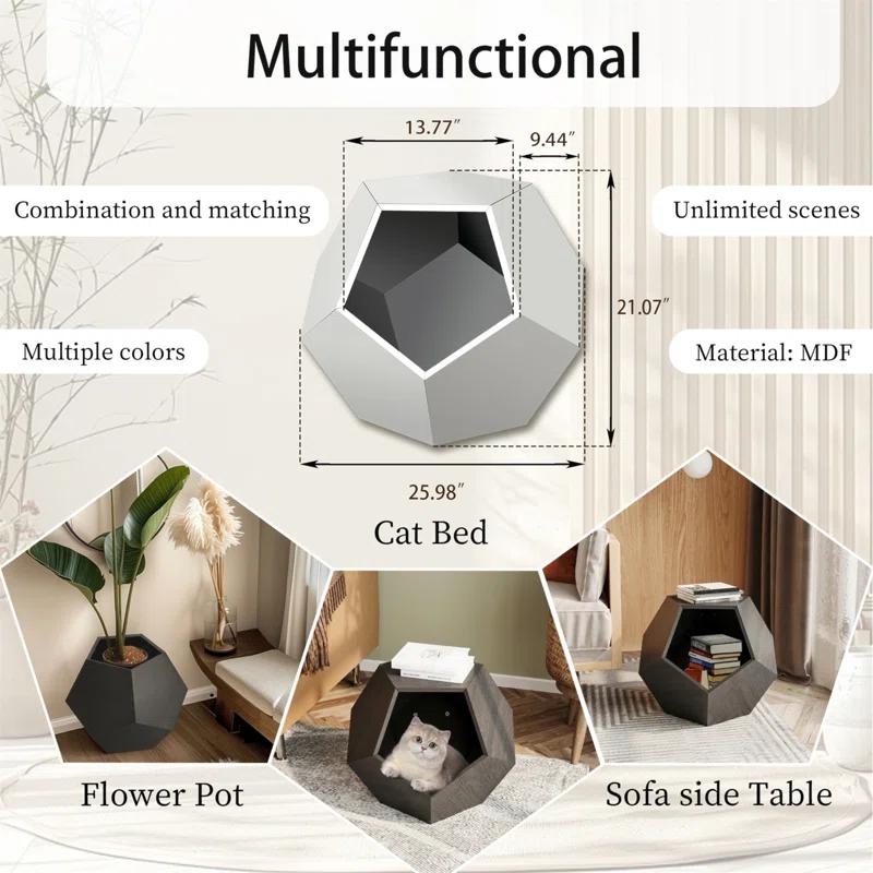 HLILish 25.98"Modern Pet Furniture Cat Litter Side Table, Sofa Side Table, Planter MDF Multifunctional Furniture