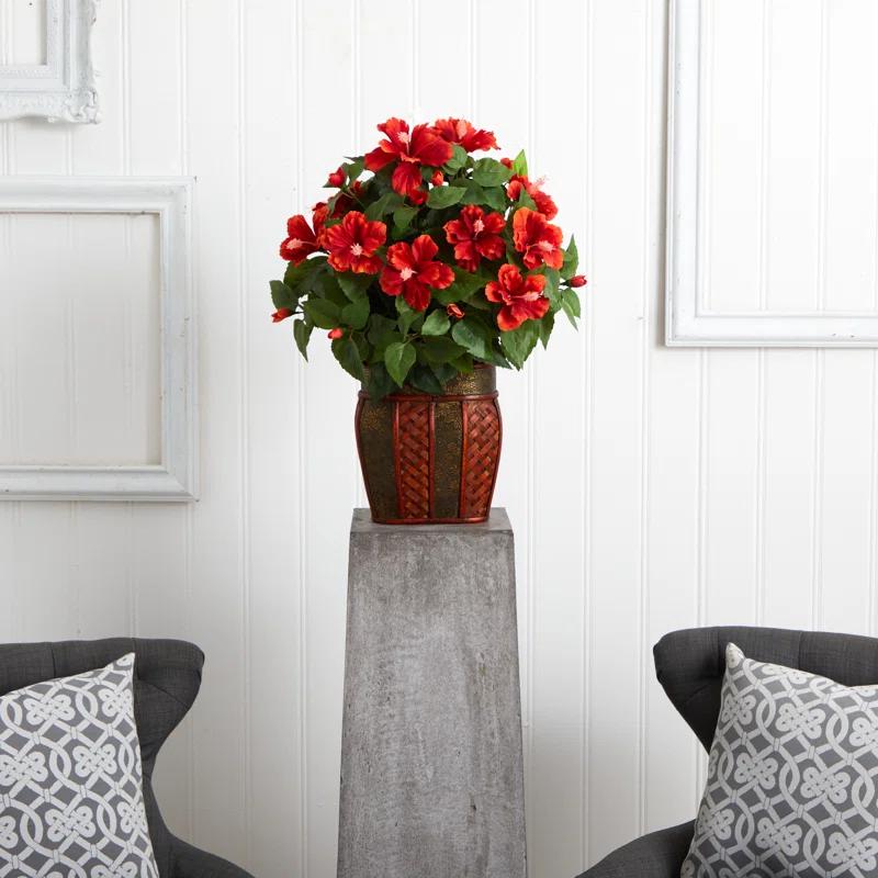Charlton Home® Hibiscus Centerpiece in Vase & Reviews | Wayfair