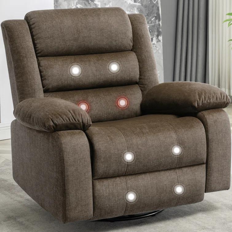 Ebern Designs Ellisse Recliner Chair, Wide Rocker Chair, Rocking Chair with Massage and Heat, 360°Swivel Rocking Chairs, Oversized Recliner for Adult