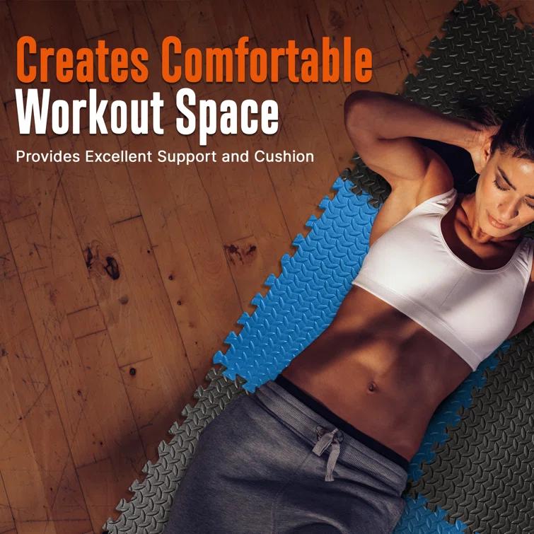 SereneLife Thick Puzzle Exercise Mat, EVA Foam Interlocking Tiles Protective Flooring for Gym Equipment and Cushion (Set of 6)