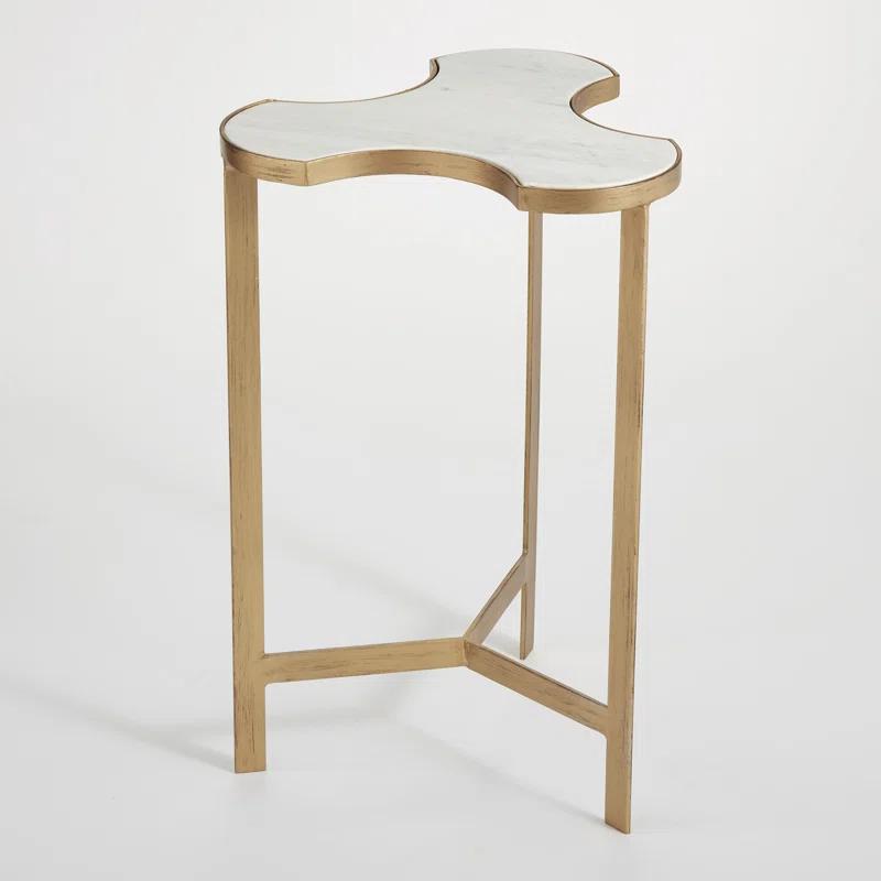 Studio A Home Link Bunching Table-Gold w/White Marble Top