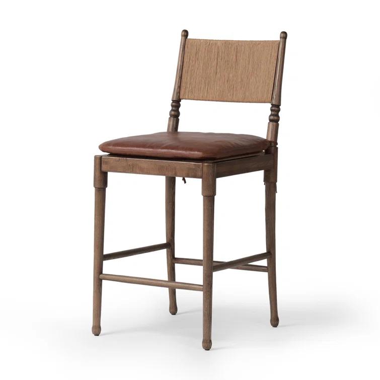Fayth Bar and Counter Stool by Amber Lewis x Four Hands - Mahogany Leather / Counter