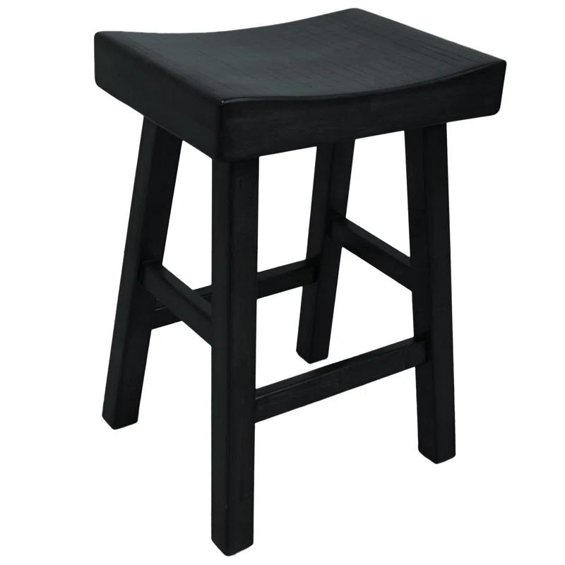 HomeRoots 25" Black Solid Wood Backless Counter Height Bar Chair