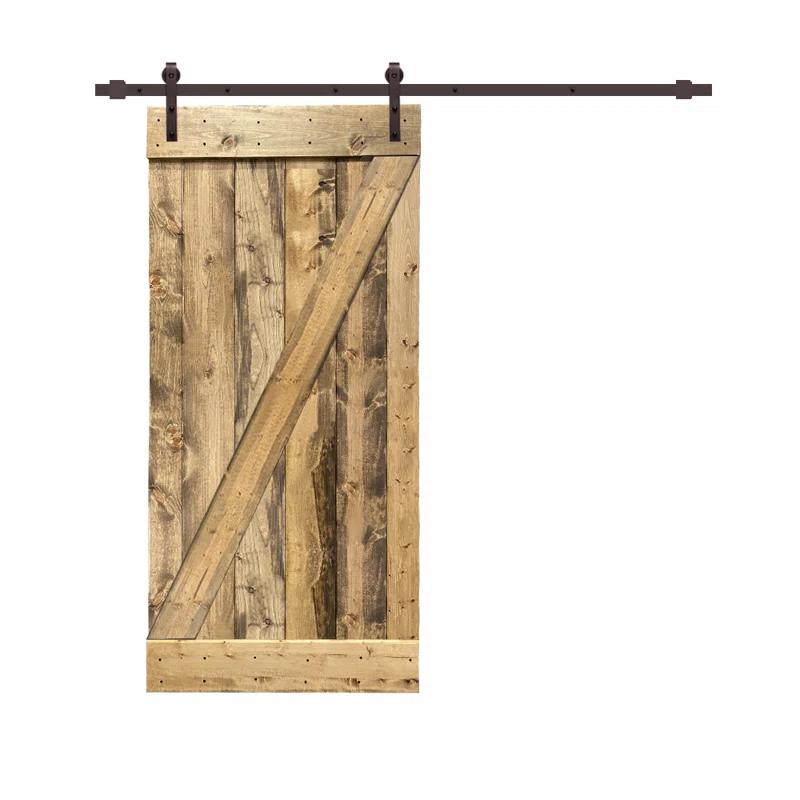 Calhome Solid Wood Paneled Painted with Installation Hardware Kit Barn Door