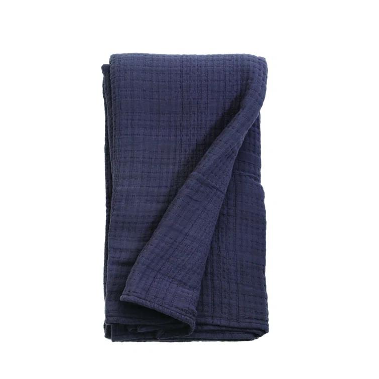 Arrowhead Textured Cotton Blanket by Pom Pom at Home - Slate / Queen