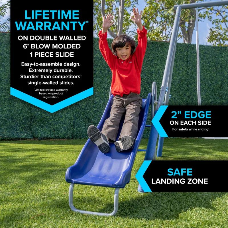 Sportspower Sportspower Shooting Star Metal Swing Set with Lifetime Warranty on 5' Double Wall Slide