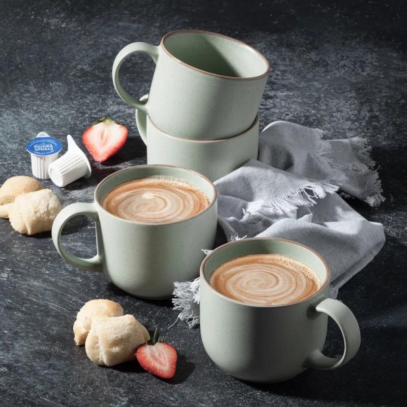 Maison Neuve Riverside Collection By Maison Neuve 4 Piece Set - Hand Crafted Stoneware Mugs Modern Dining Mugs, Large & Multipurpose Shape Mugs, Microwave & Dishwasher safe, 19 Oz  (Set of 4)