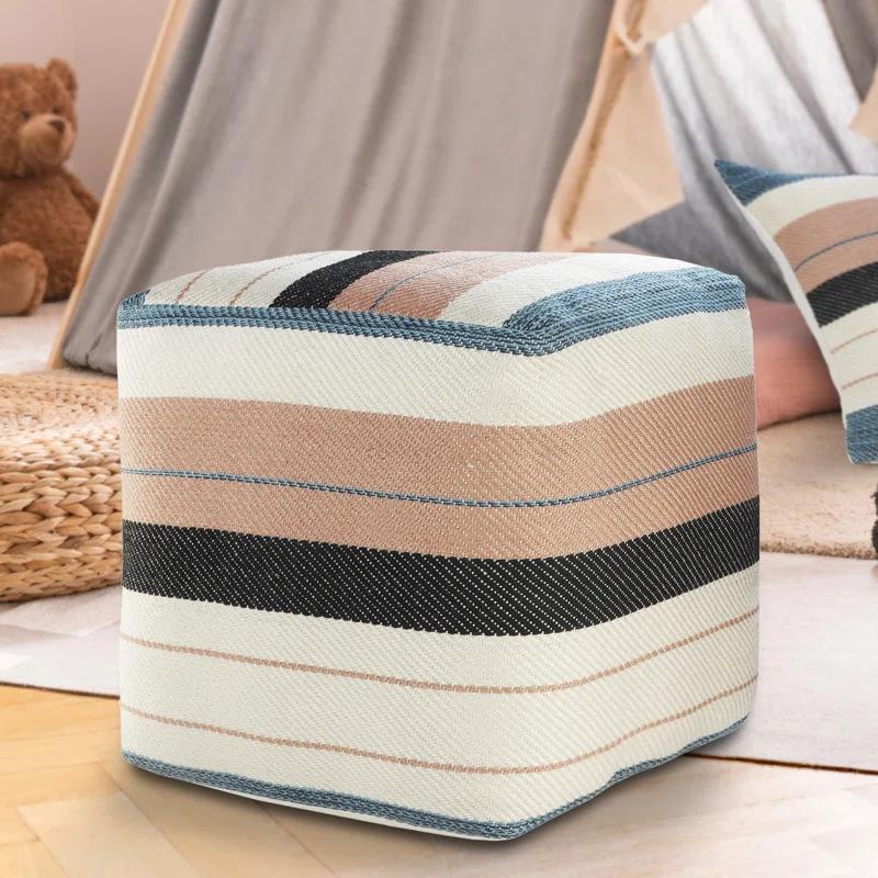 Dakota Fields Argueta Outdoor Performance Striped Pouf Ottoman