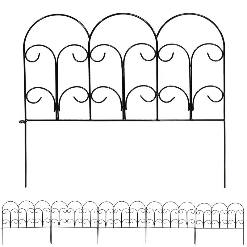 SunnyDaze Decor Victorian 16" x 18" Black Iron Decorative Garden Fence Panels (Set of 5)
