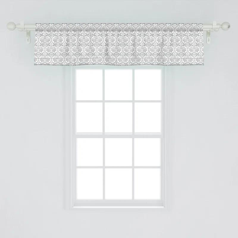 Ambesonne Ambesonne Damask Grey Valance Pack of 2 Flowers Swirling Ornate Pale Grey and White