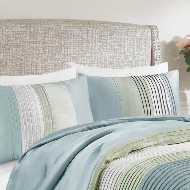 Madison Park Amherst 7 Piece Striped and Pleated Comforter Set