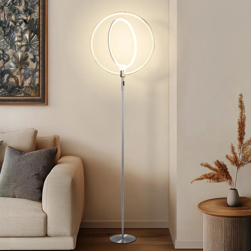 Brightech Eclipse 79 in. Industrial 2-Light 3-Way Dimming LED Floor Lamp with 2 Height Adjustable Heads