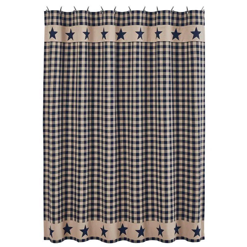 VHC Brands Higher Glory My Country Plaid Shower Curtain