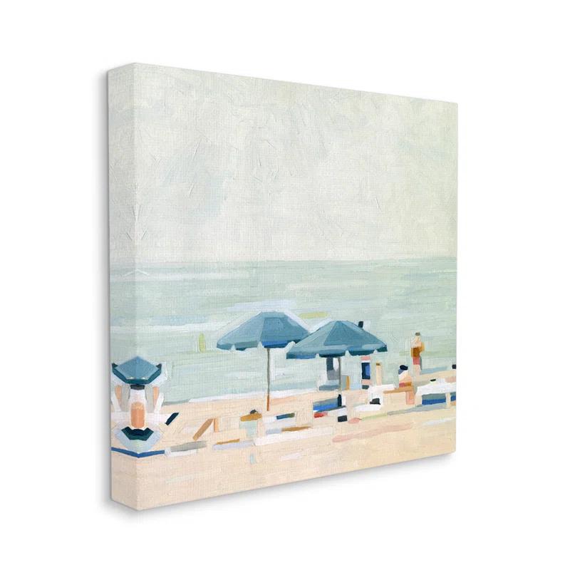 Stupell Industries Au-414-Canvas " Modern Summer Coast Beach Day " by Emma Scarvey Painting Print