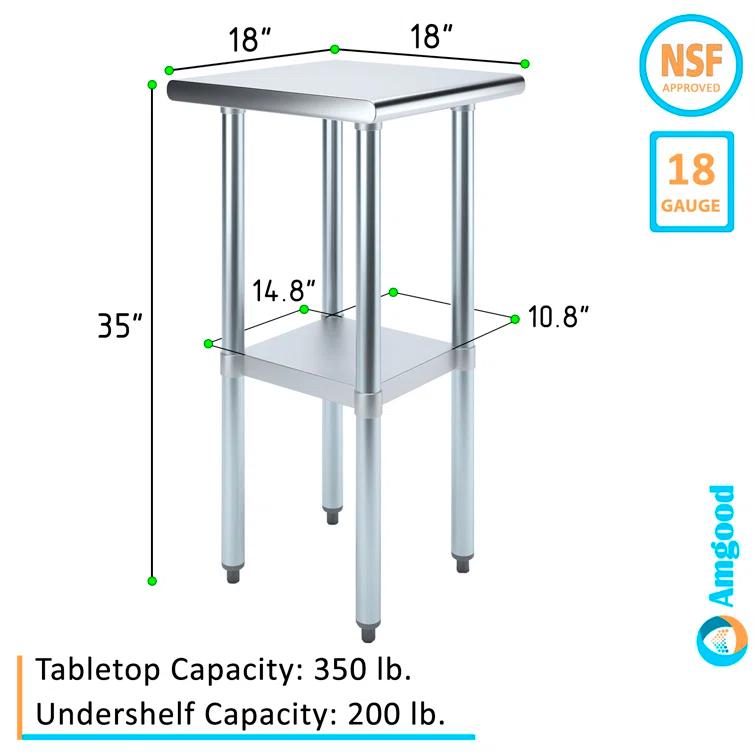 Amgood 18 in. x 18 in. Stainless Steel Table