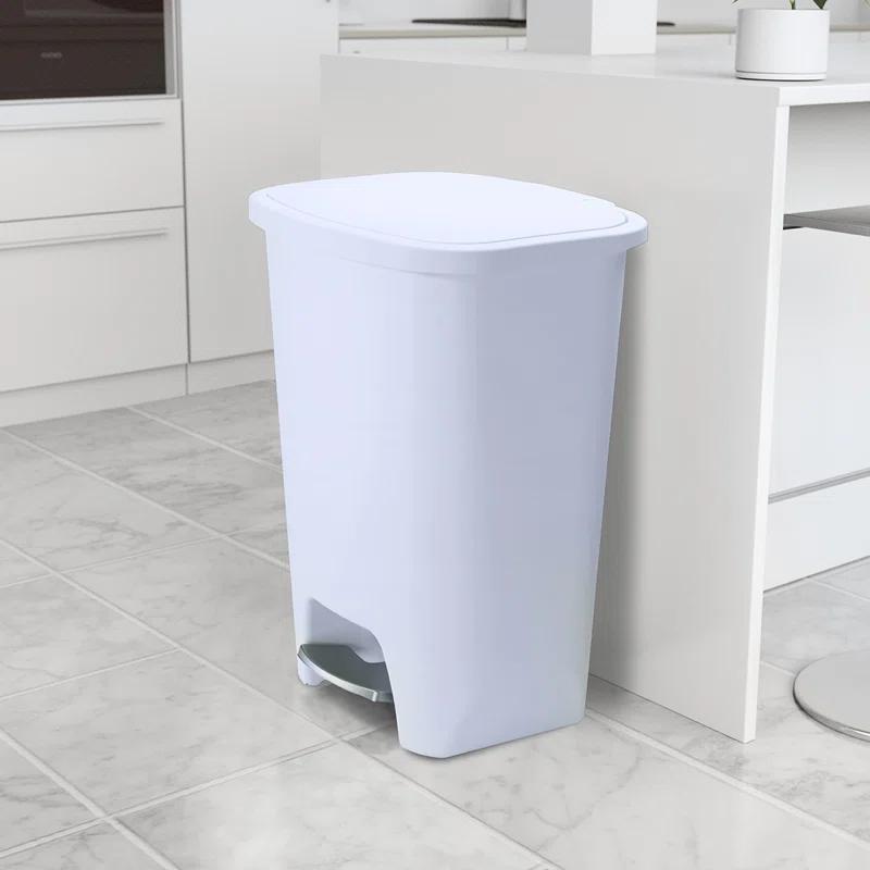 GLAD™ White Plastic Step Trash Can