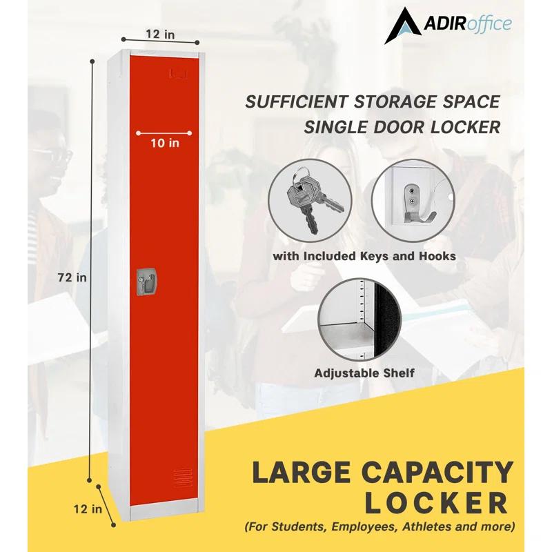 AdirOffice 12'' Wide Steel 1-Tier School and Gym Locker