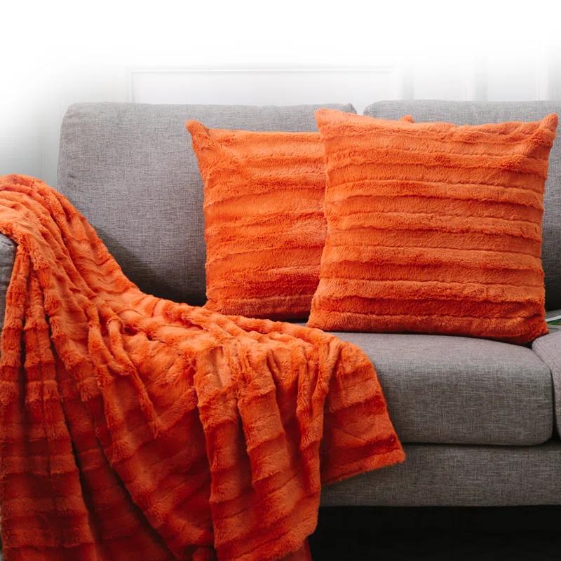 Cheer Collection Faux Fur Throw Pillow (Set of 2)
