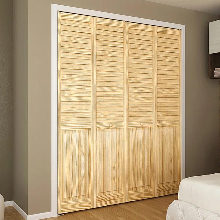 Kimberly Bay Louvered Wood Unfinished Plantation Bi-Fold Door