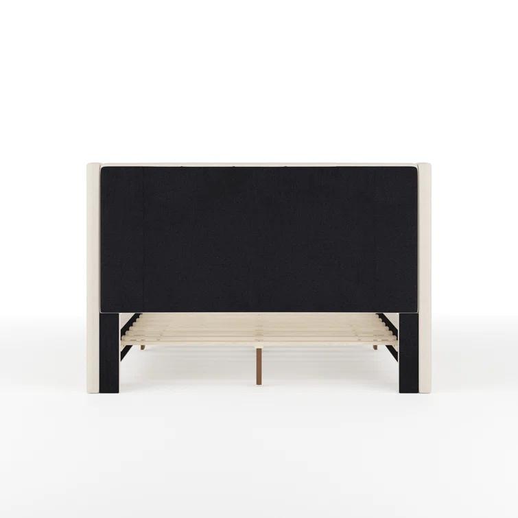 Martha Stewart Martha Stewart Kay Upholstered Platform Bed With Channel Stitched Wingback Headboard