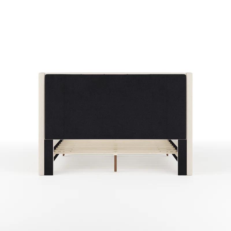 Martha Stewart Martha Stewart Kay Upholstered Platform Bed With Channel Stitched Wingback Headboard