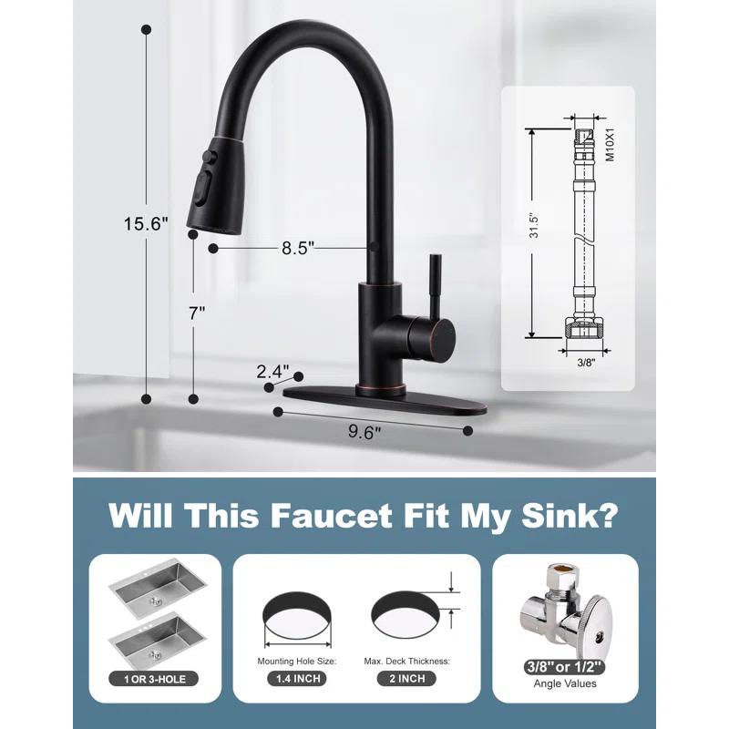 ARCORA ARCORA Stainless Steel  Single Handle Pull-Down Sprayer Kitchen Faucet Set with Touchless Sensor AR7100301RB-DC