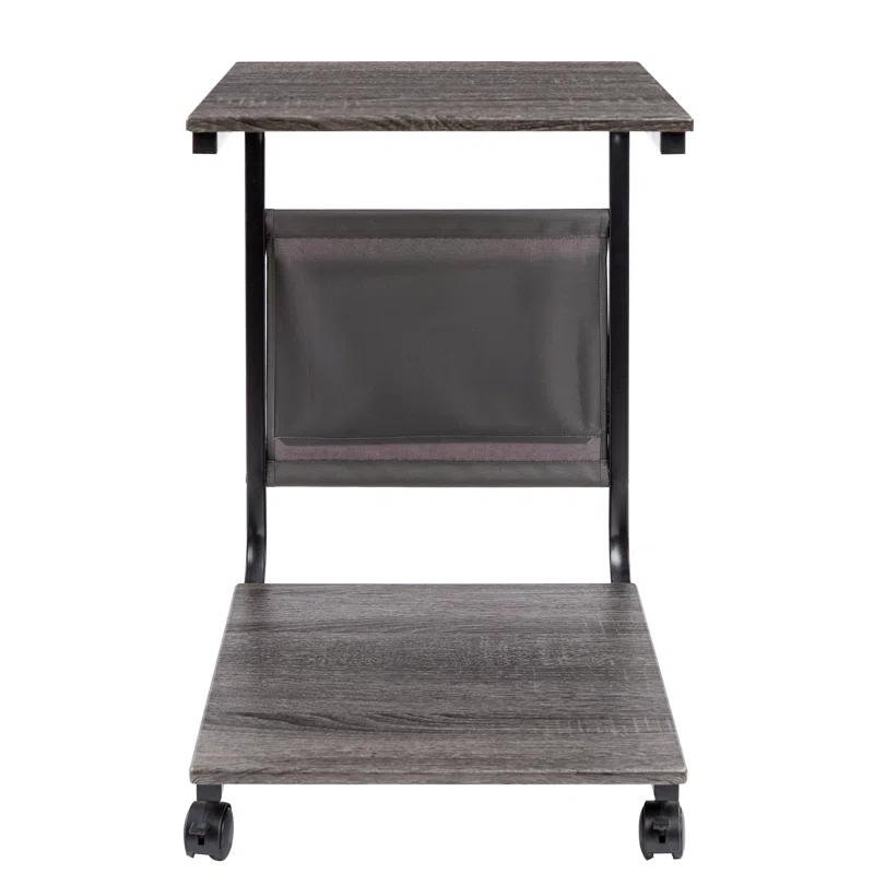 Seville Classics C Shaped End Table TV Tray on Wheels
