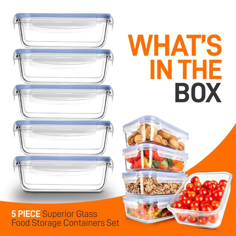 NutriChef 30oz. Glass Food Storage Container