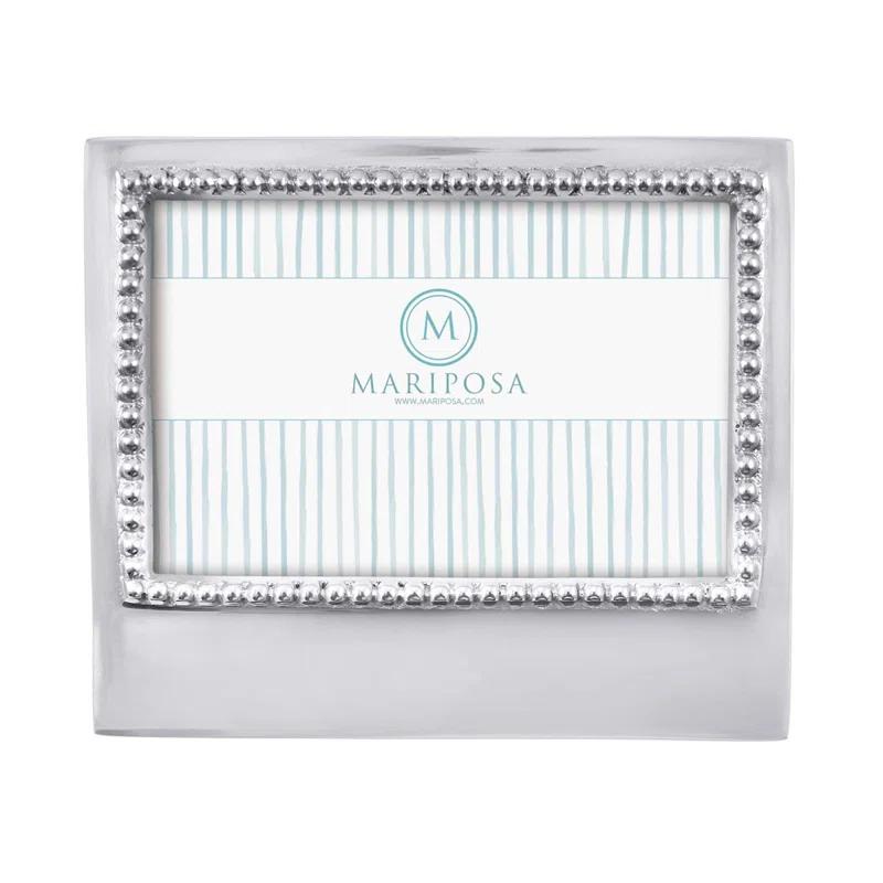 Mariposa Beaded Silver Metal Beaded Picture Frame