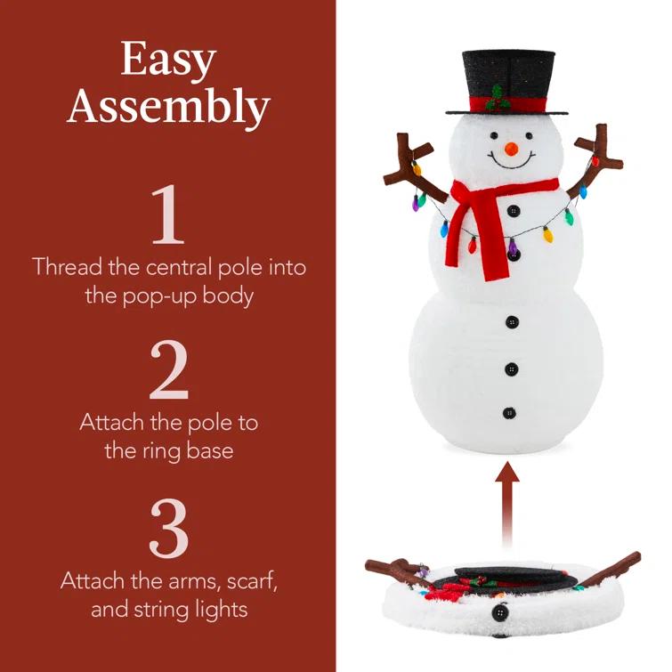 The Holiday Aisle® The Holiday Aisle® 5Ft Lighted Pop-Up Snowman, Outdoor Christmas Holiday Decoration W/ 200 LED Lights, Hat, Scarf