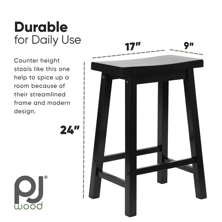 PJ Wood Solid Wood Accent Stool