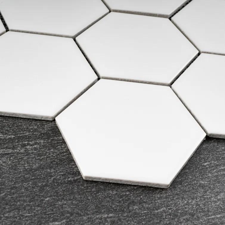 Supreme Tile Porcetile 10.08 in. x 11.64 in. Honeycomb Matte Porcelain Mosaic Wall and Floor Tile