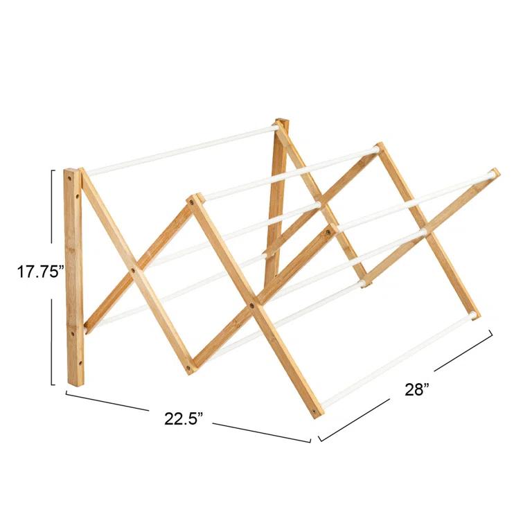 Household Essentials Meghan Bamboo Foldable Wall-Mounted Drying Rack