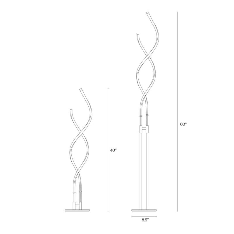 Brightech Embrace 40–60" 2-in-1 Modern LED Spiral Floor and Table Lamp with Black Finish, Adjustable Height, and Built-In 3-Way Dimmer