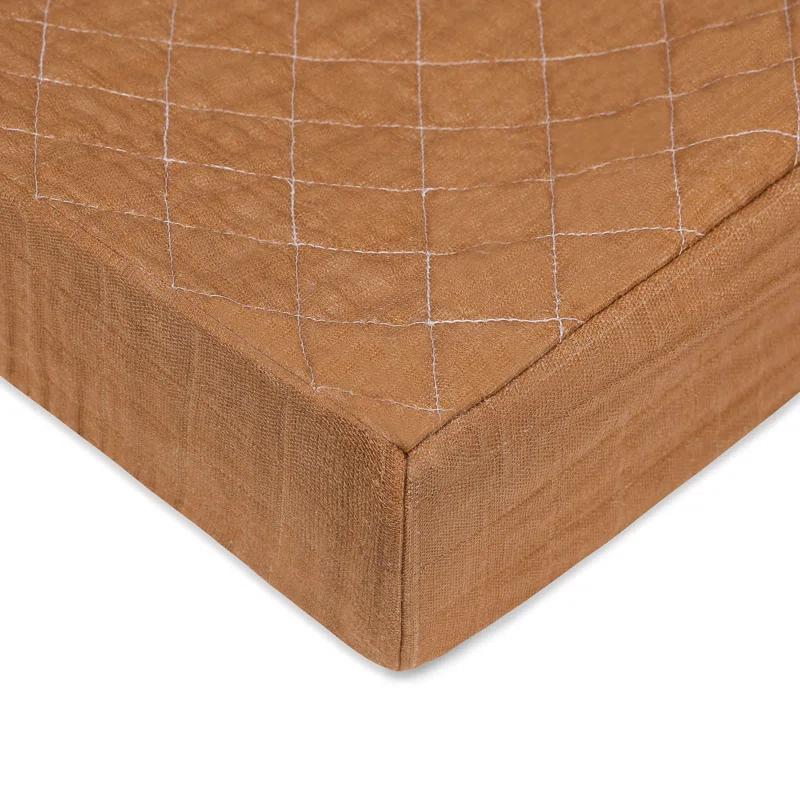 Burnt Sienna Quilted Muslin Changing Pad Cover