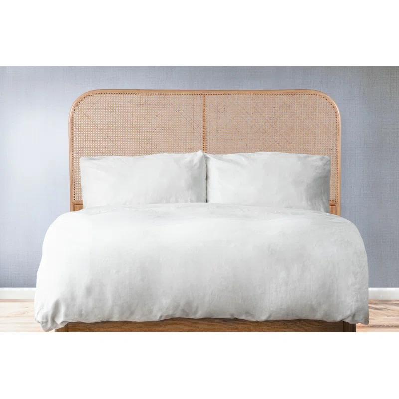 Crawford & Burke Lombok Birdseye Cane and Solid Teak Wood Panel Headboard