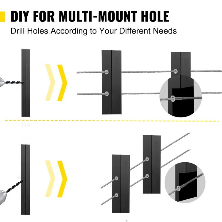 VEVOR VEVOR 36" H Cable Railing Post WITHOUT Predrilled Holes