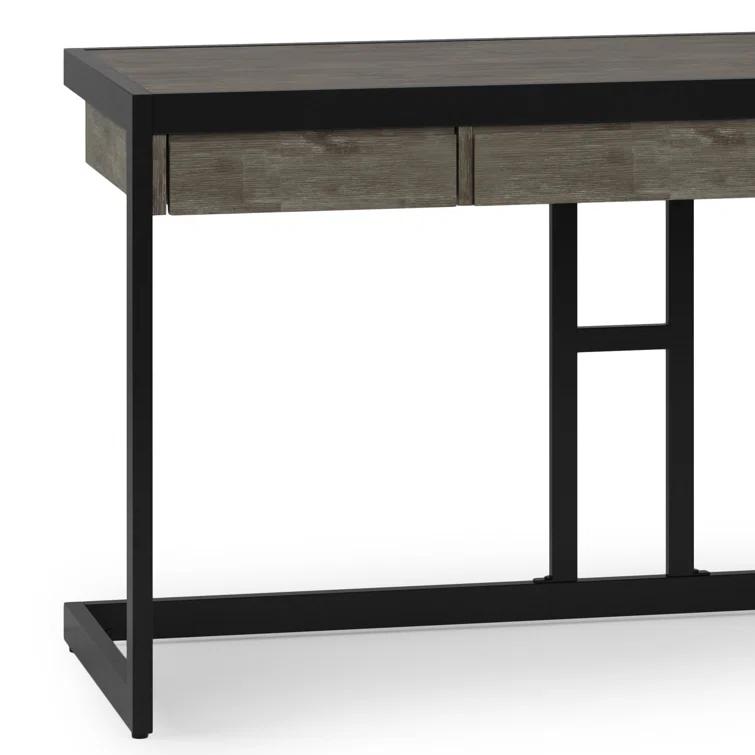 Simpli Home Erina Solid Acacia Wood Desk, Industrial Style with Keyboard Tray and 2 Drawers & Reviews | Wayfair