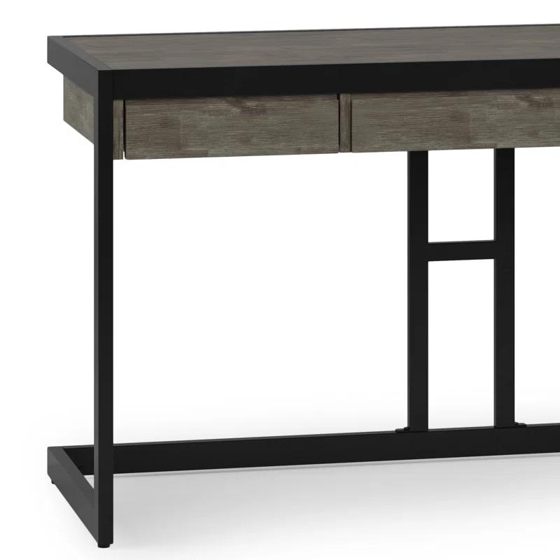 Simpli Home Erina Solid Acacia Wood Desk, Industrial Style with Keyboard Tray and 2 Drawers & Reviews | Wayfair