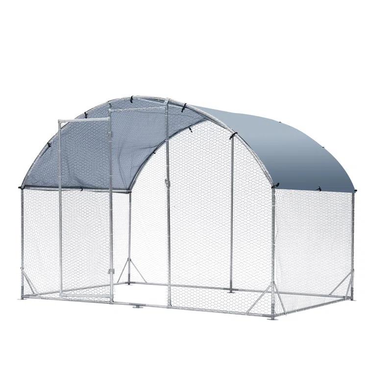 Tucker Murphy Pet™ Large Garri Metal Chicken Run with Waterproof and Anti-UV Cover, Dome Shaped Walk-in Fence Cage Hen House for Outdoor and Yard Farm Use, 9.2' x 6.2' x 6.5'
