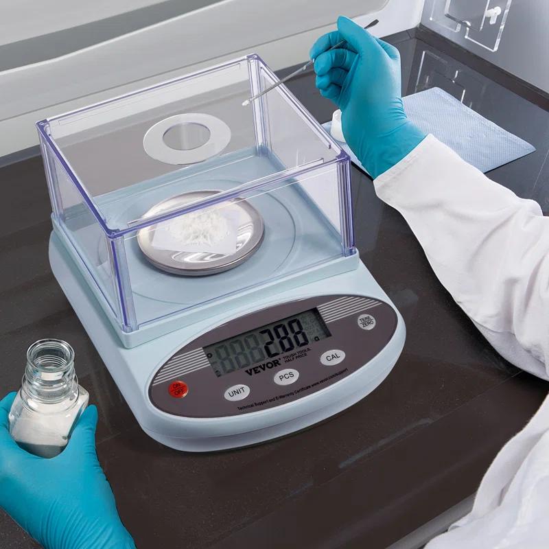 VEVOR Analytical Balance Lab Scale 500g x 0.001g 13 Units with Windshield LCD