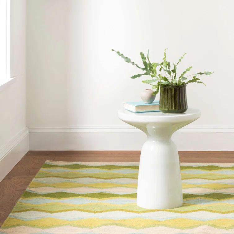 Dash and Albert Rugs Kit Kemp x Annie Selke Safety Net Green Handwoven Wool Rug