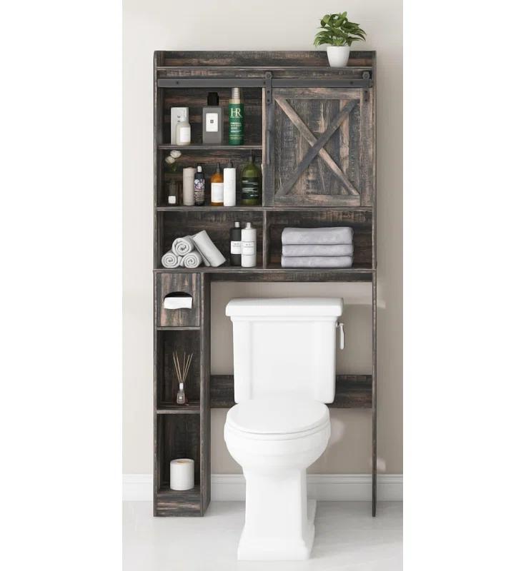 Gracie Oaks The Toilet Storage Cabinet, Farmhouse Storage Cabinet Over Toilet with 2 Barn Doors