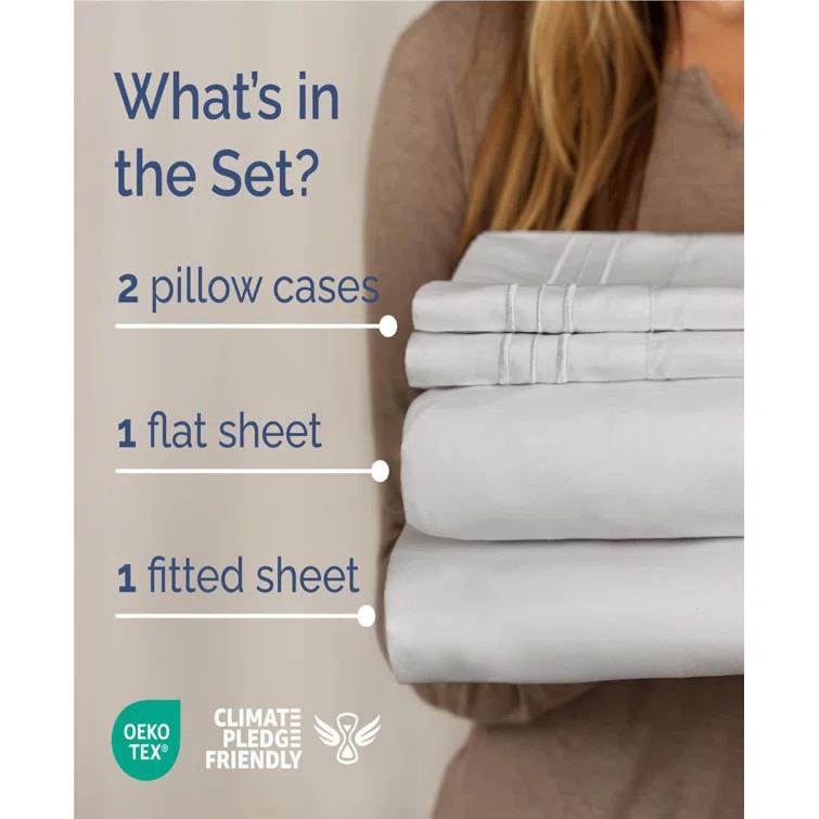 CGK Linens 4 Piece Sheet Set Premium Cooling, Soft & Wrinkle Free Sheet Set