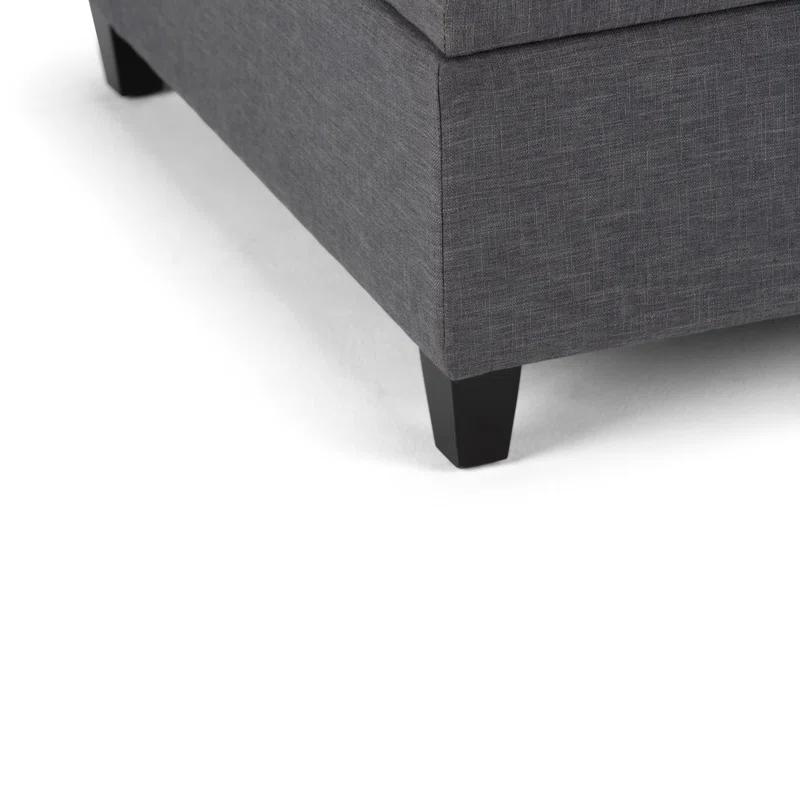 Simpli Home Ellis 36"W Upholstered Square Coffee Table Storage Ottoman with Split Lift Top