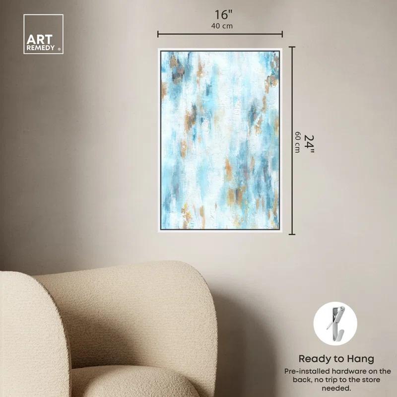 Art Remedy Art Remedy Textured Shades Framed Blue Abstract 1 Piece Canvas Wall Art 57567