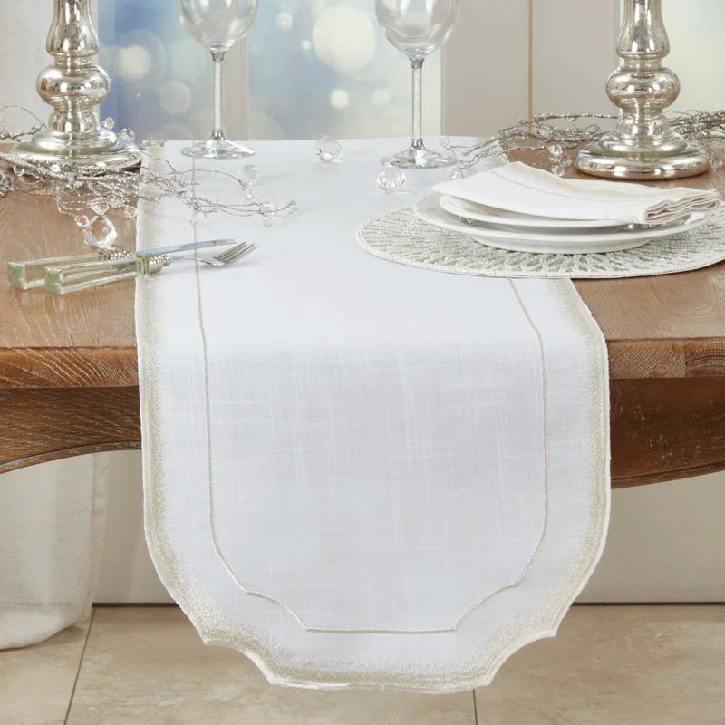 Saro Elegant Embroidery Detail Table Runner